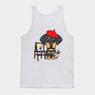 Funny dachshund is a painter Tank Top